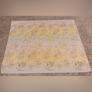 Vintage Riegel Critter Sitters Love Babies Receiving Blanket Yellow Raccoon